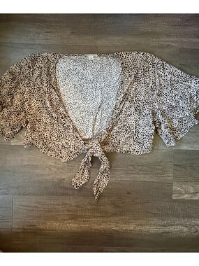 American Eagle Leopard Print Tie-Front Crop Top